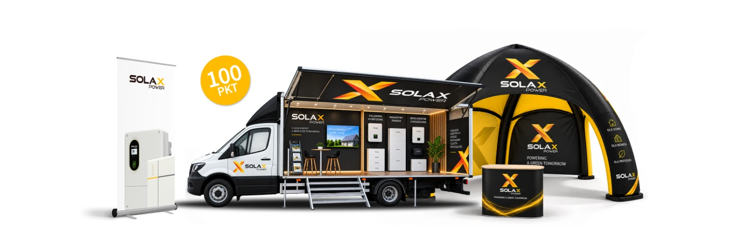 Auto ekspozycyjne SolaX Power, namiot wystawienniczy i roll-up